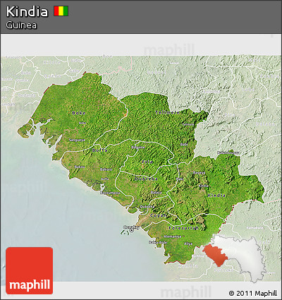 Satellite 3D Map of Kindia, lighten