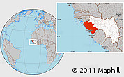 Gray Location Map of Kindia, highlighted country