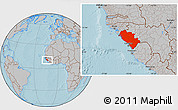 Gray Location Map of Kindia, hill shading