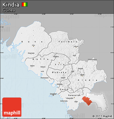 Gray Map of Kindia, single color outside