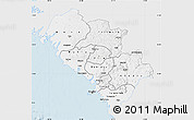 Silver Style Map of Kindia, single color outside
