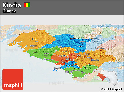 Political Panoramic Map of Kindia, lighten
