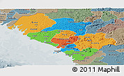 Political Panoramic Map of Kindia, semi-desaturated