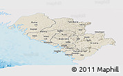 Shaded Relief Panoramic Map of Kindia, single color outside