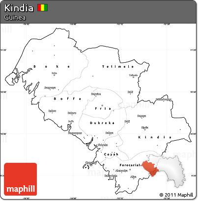 Blank Simple Map of Kindia, cropped outside