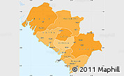 Political Shades Simple Map of Kindia, single color outside