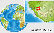Physical Location Map of Mali, within the entire country