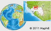 Physical Location Map of Mali, highlighted country, within the entire country