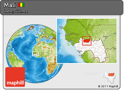 Physical Location Map of Mali, highlighted country