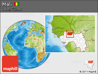 Physical Location Map of Mali, highlighted country