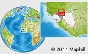 Physical Location Map of Mali, highlighted country, highlighted parent region, within the entire country