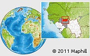 Physical Location Map of Mali, highlighted country, highlighted parent region