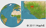 Satellite Location Map of Mali, within the entire country