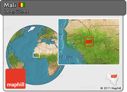 Satellite Location Map of Mali