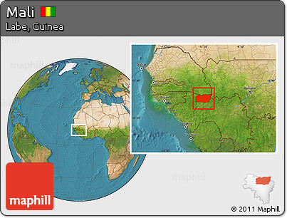 Satellite Location Map of Mali