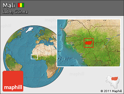 Satellite Location Map of Mali