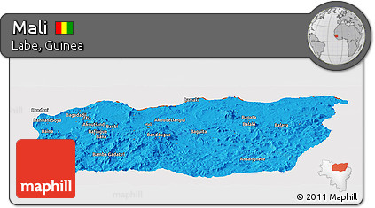 Political Panoramic Map of Mali, cropped outside