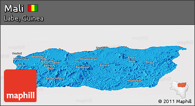 Political Panoramic Map of Mali, cropped outside