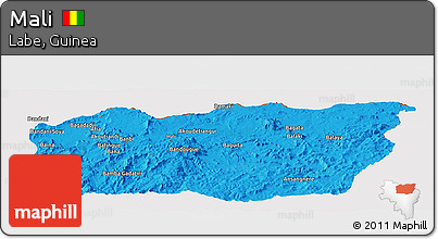 Political Panoramic Map of Mali, cropped outside