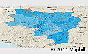 Political Shades Panoramic Map of Labe, shaded relief outside