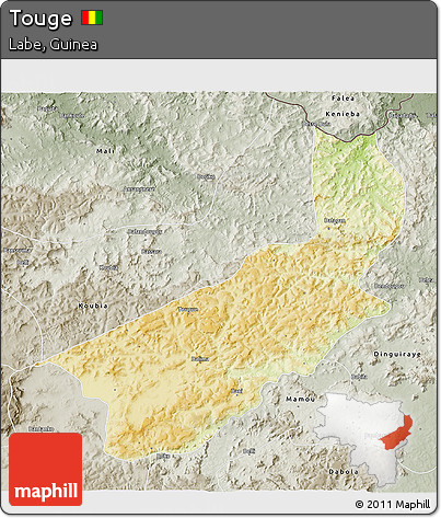 Physical 3D Map of Touge, semi-desaturated