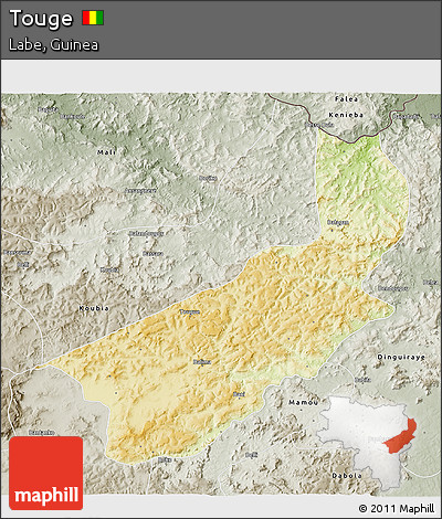 Physical 3D Map of Touge, semi-desaturated