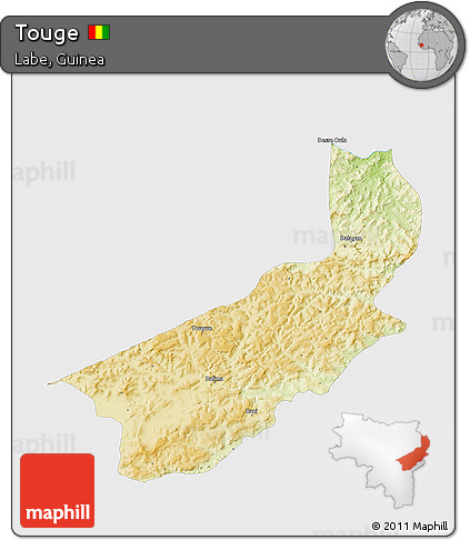 Physical 3D Map of Touge, single color outside