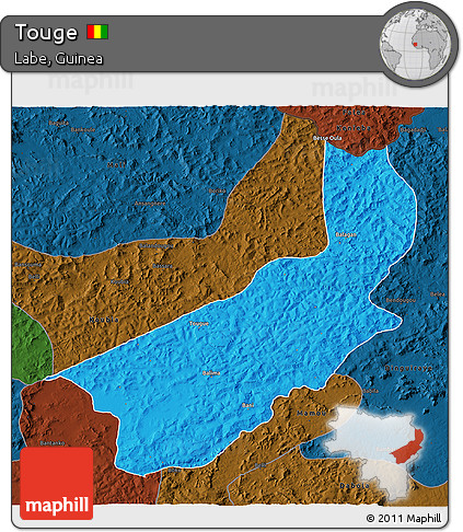Political 3D Map of Touge, darken