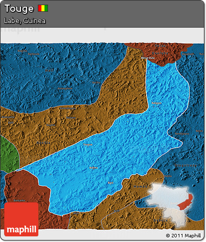 Political 3D Map of Touge, darken