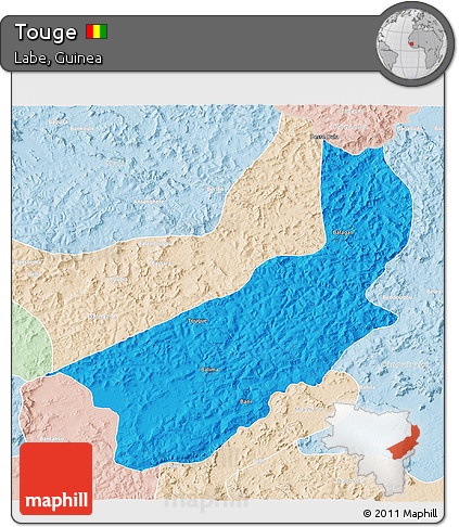 Political 3D Map of Touge, lighten