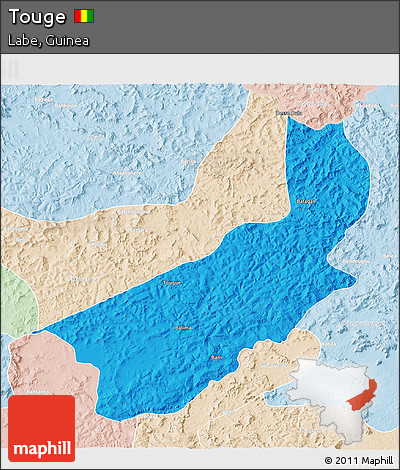 Political 3D Map of Touge, lighten