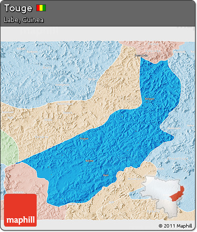 Political 3D Map of Touge, lighten