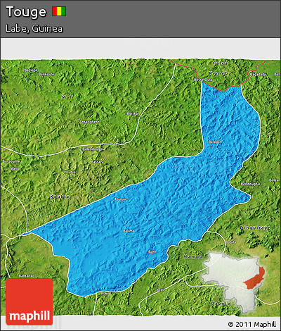 Political 3D Map of Touge, satellite outside