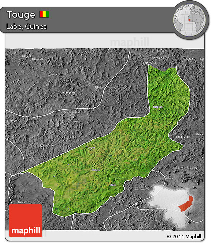 Satellite 3D Map of Touge, desaturated