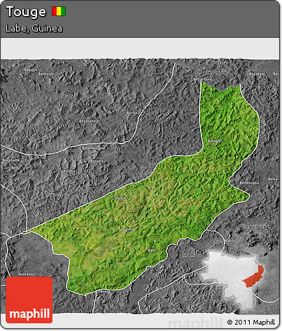Satellite 3D Map of Touge, desaturated