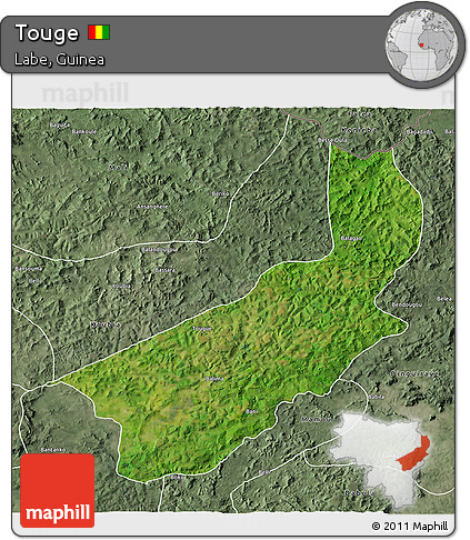 Satellite 3D Map of Touge, semi-desaturated