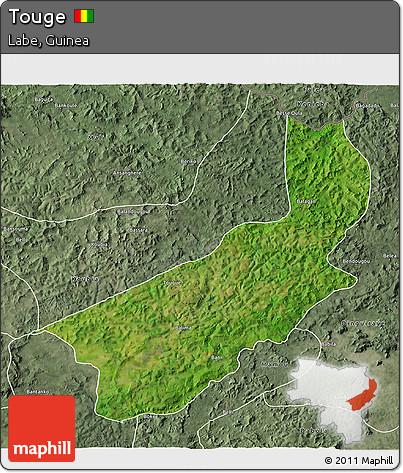 Satellite 3D Map of Touge, semi-desaturated