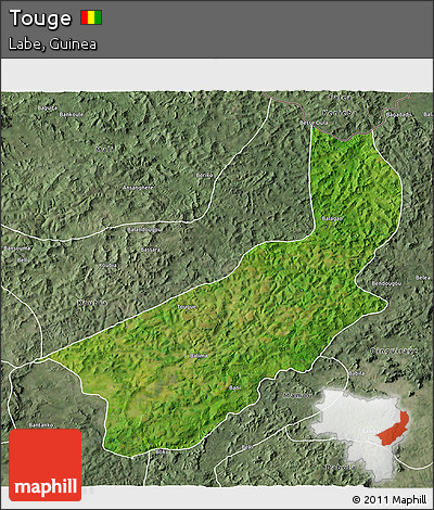 Satellite 3D Map of Touge, semi-desaturated