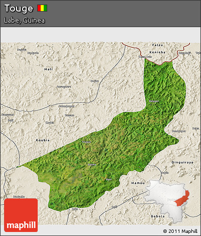 Satellite 3D Map of Touge, shaded relief outside