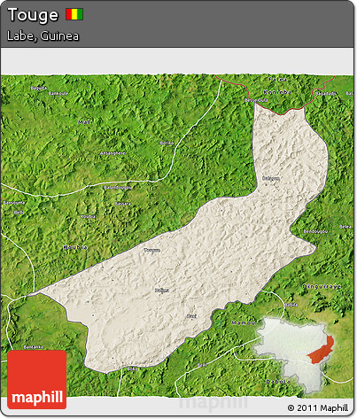 Shaded Relief 3D Map of Touge, satellite outside