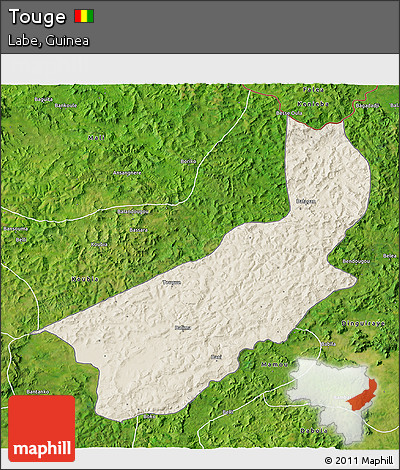 Shaded Relief 3D Map of Touge, satellite outside