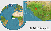 Satellite Location Map of Touge, within the entire country
