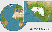 Satellite Location Map of Touge, highlighted country, within the entire country