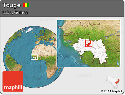 Satellite Location Map of Touge, highlighted country