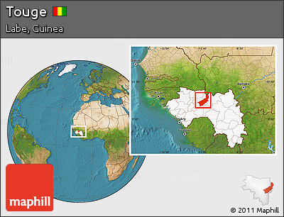 Satellite Location Map of Touge, highlighted country