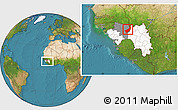 Satellite Location Map of Touge, highlighted country, highlighted parent region, within the entire country