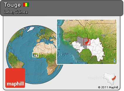 Satellite Location Map of Touge, highlighted country, highlighted parent region