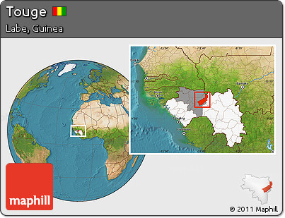 Satellite Location Map of Touge, highlighted country, highlighted parent region