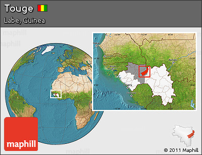 Satellite Location Map of Touge, highlighted country, highlighted parent region