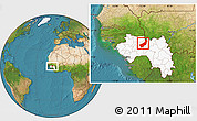 Satellite Location Map of Touge, highlighted country